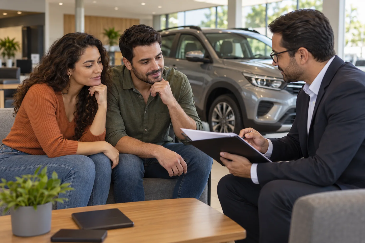 Casal conversa sobre aquisição de carro