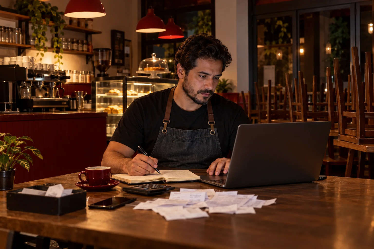 Comerciante acompanha vendas no fim do dia